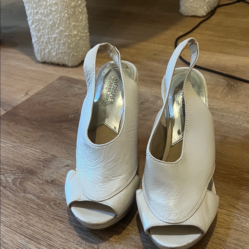 Michael Kors Cream Leather Slingback Heels